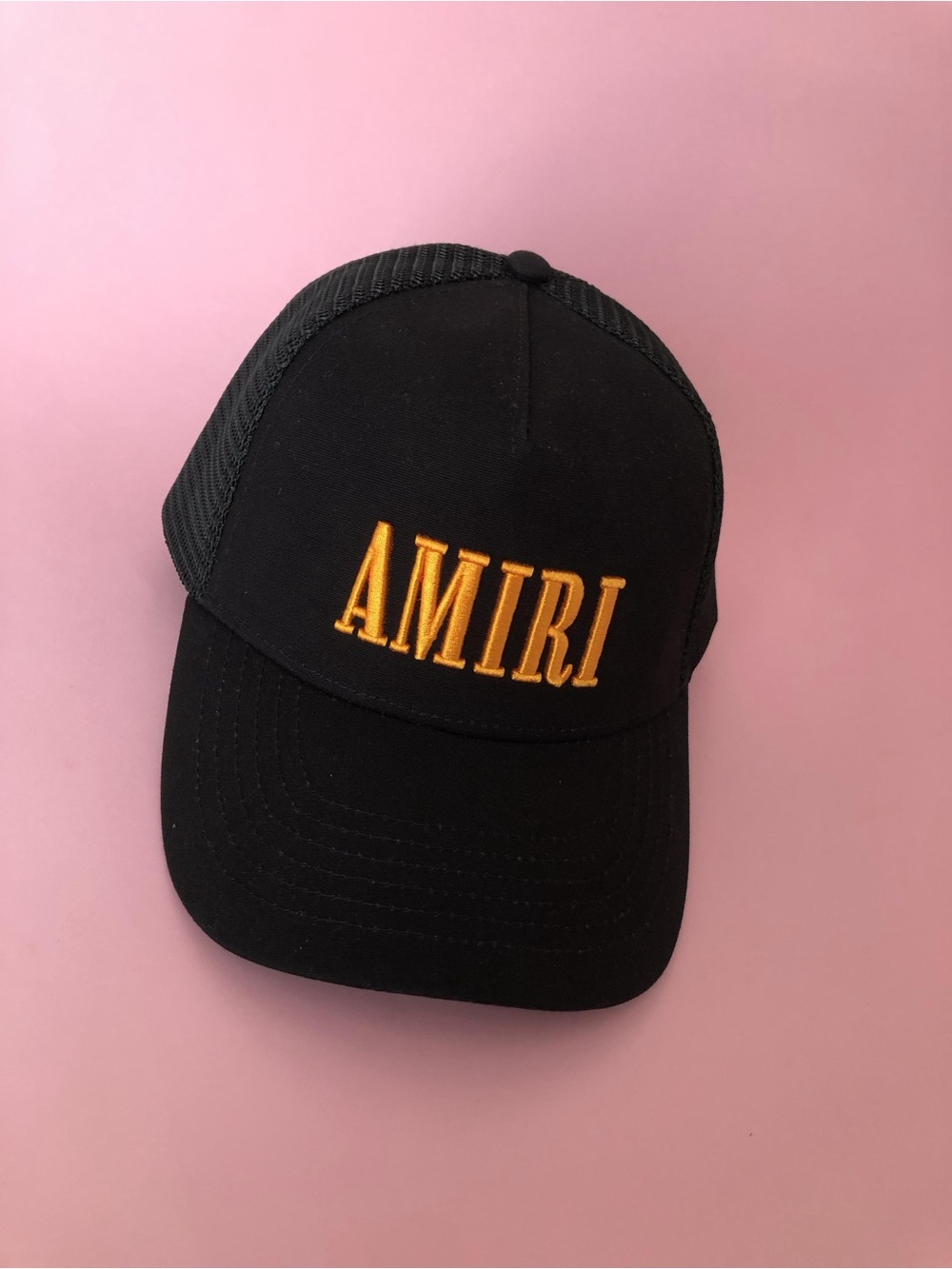 AMIRI Orange Embroidered Logo Baseball Cap Men's Trucker Sun Hat - Picture 2 of 12